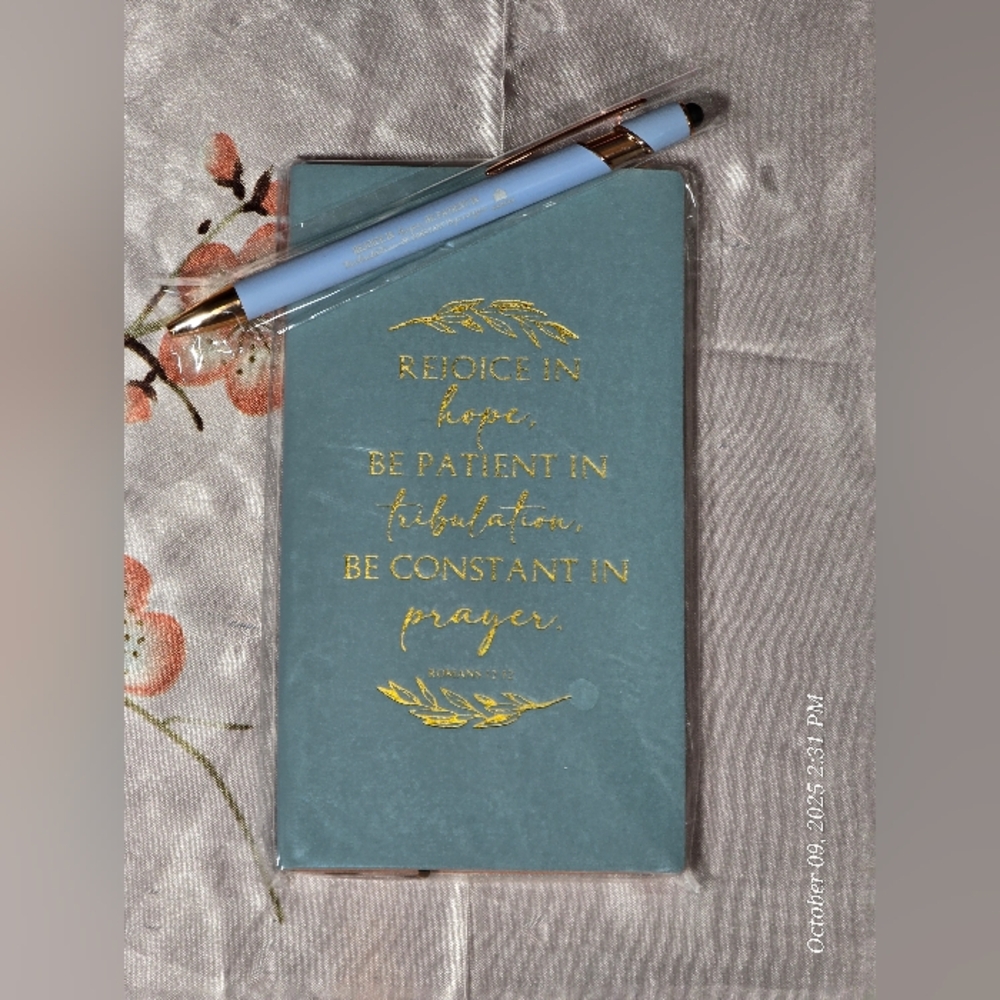 Blue and Gold Notebook with Pen
